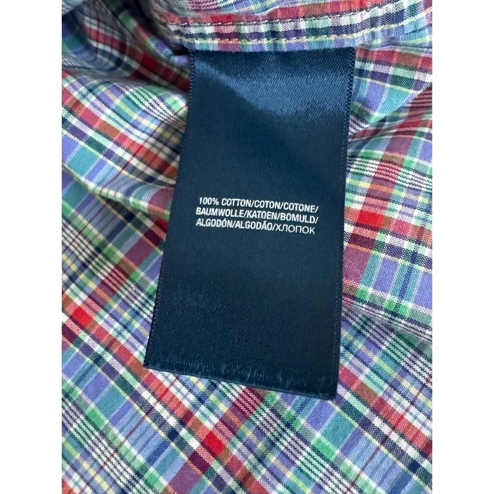 Ralph Lauren Plaid Short Sleeve Button Down Shirt Boys Size 6 Blue Red Green‎